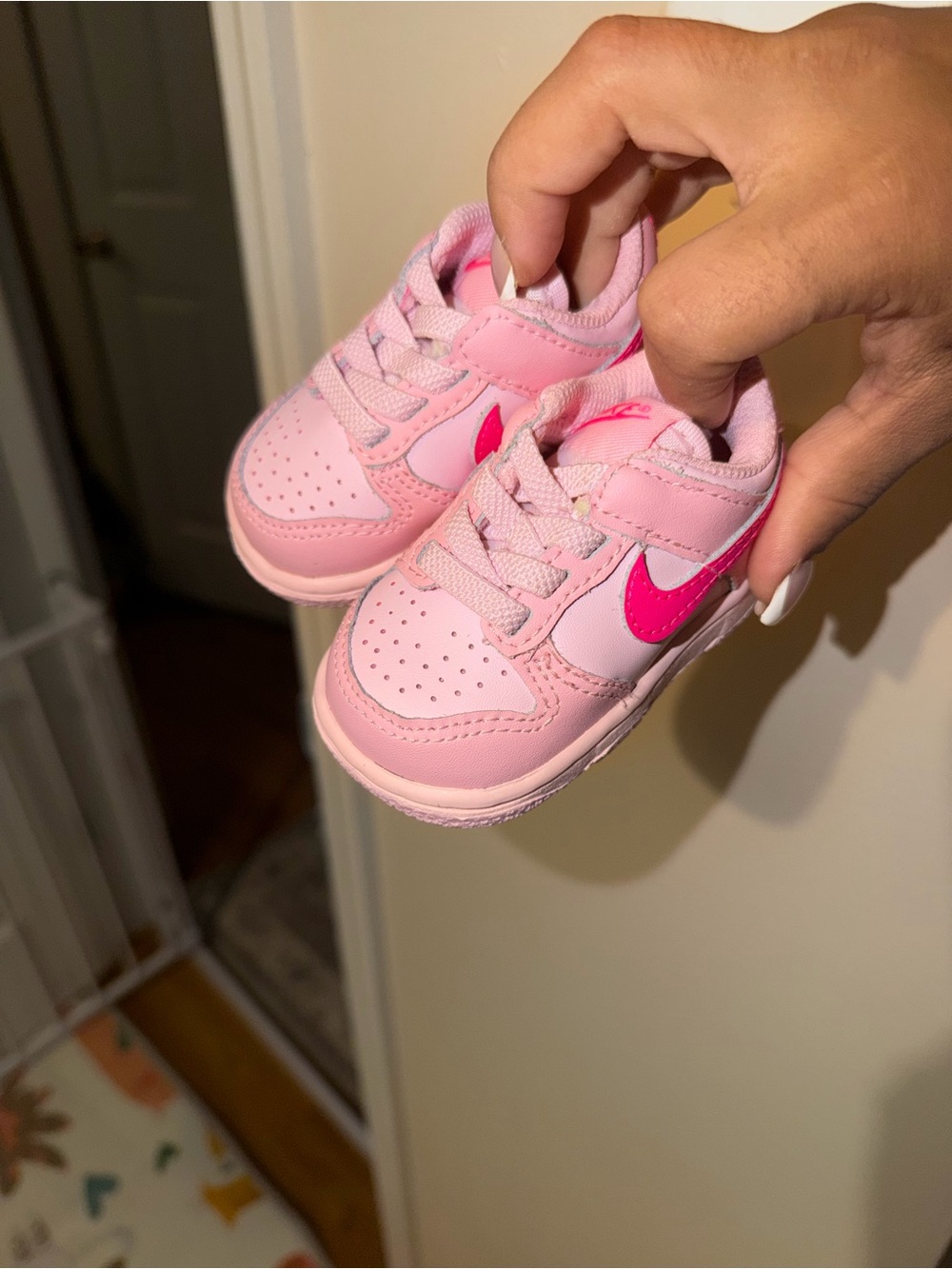 Nike Toddler Pink Sneakers with Hot Pink Swoosh